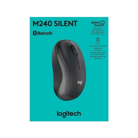 Mouse sem Fio Logitech M240, Bluetooth, Clique Silencioso, Design Ambidestro Compacto, Grafite