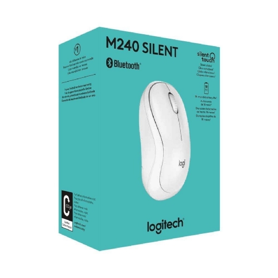 Mouse sem Fio Logitech M240, Bluetooth, Clique Silencioso, Design Ambidestro Compacto, Branco