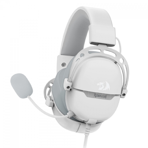 Headset Gamer Redragon Aurora Branco, USB, Drives 40mm, Surround 7.1, Preto
