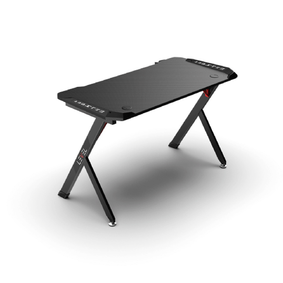 Mesa Gamer Level Preta/Vermelha, Suporte para Copo e Headsets, até 120kg, RGB