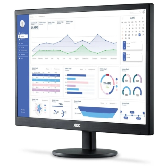 Monitor LED AOC, 18,5" 60Hz HD, HDMI/VGA, 5ms, Preto, E970SWHNL