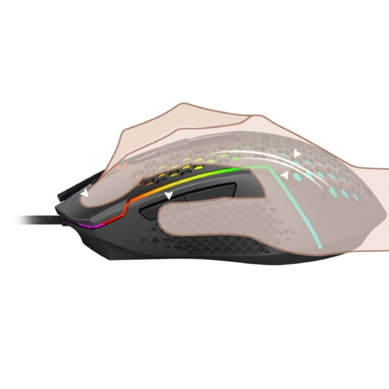 Mouse Gamer Redragon Reaping RGB 12400dpi 6 Botoes Preto