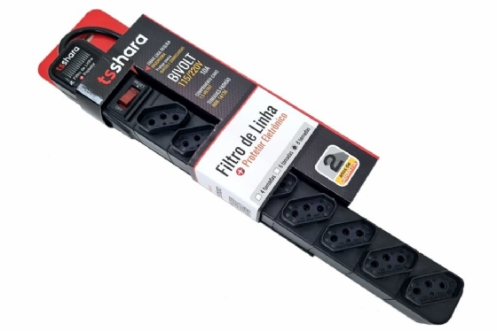 Filtro de Linha Protetor 8 Tomadas 10A Bivolt 1,5m - TS Shara