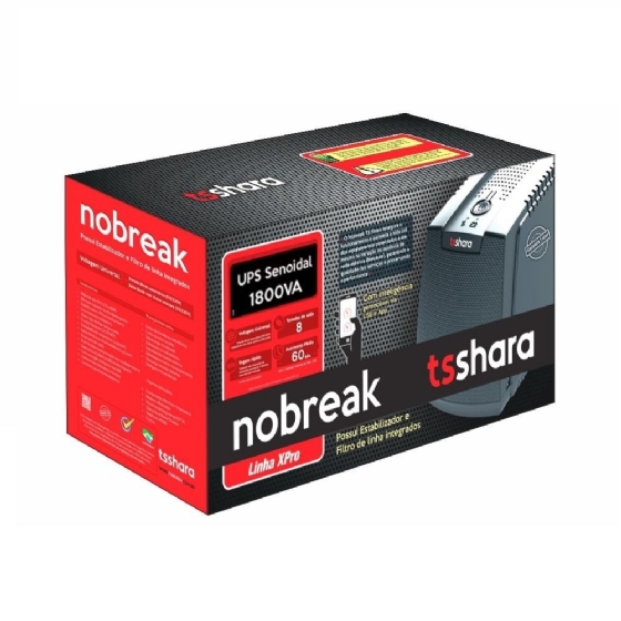 Nobreak Senoidal 1800VA Universal Xpro Entrada Bivolt Aut. Saída Bivolt Manual 8 Tomadas - TS Shara