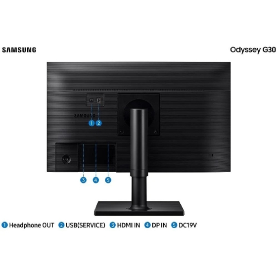Monitor Gamer Samsung Odyssey G30 24" LED Full HD 144Hz 1ms HDMI/DP FreeSync Ajuste Altura/Rotação