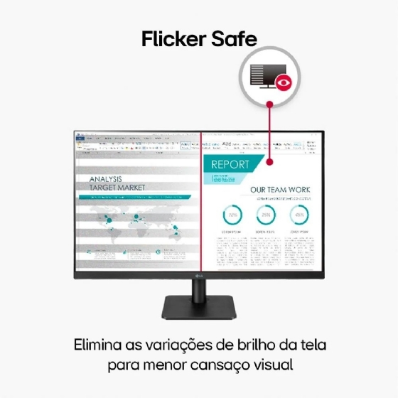 Monitor LG 23.8 Full HD, IPS, HDMI, VESA, FreeSync, Preto - 24MP400-B