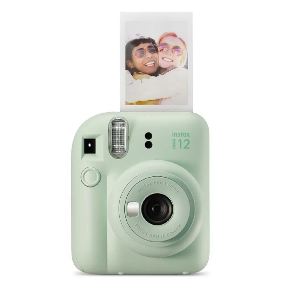 Kit Câmera Instax Mini 12 Verde + Pack 10 Filmes Macaron + Bolsa
