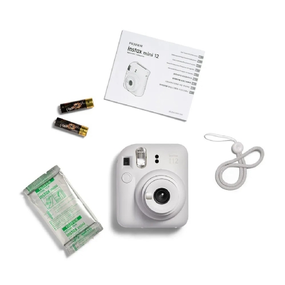 Kit Câmera Instax Mini 12 Branca + Pack 10 Filmes Spray Art + Bolsa