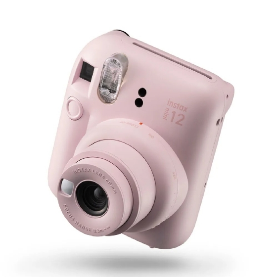 Kit Câmera Instax Mini 12 Rosa + Pack 10 Filmes Spray Art + Bolsa