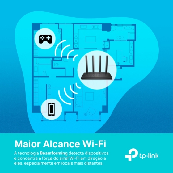 Roteador Wireless Tp-Link Archer AX12, AX1500, Wi-Fi 6, 1500Mbps, Dual Band, 4 Antenas, Gigabit