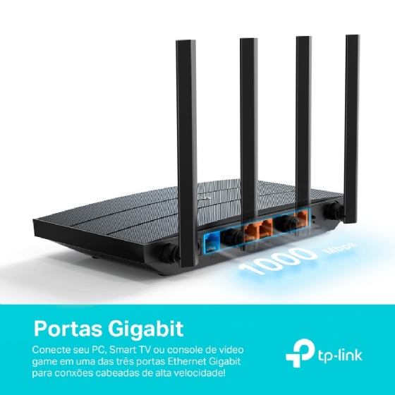 Roteador Wireless Tp-Link Archer AX12, AX1500, Wi-Fi 6, 1500Mbps, Dual Band, 4 Antenas, Gigabit