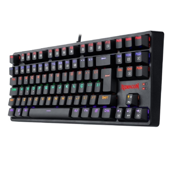 Teclado Gamer Mecânico Redragon Daksa Rainbow, Switch Blue Removíveis, ABNT, Black, K576R-1 Pt-Blue