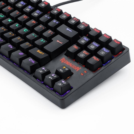 Teclado Gamer Mecânico Redragon Daksa Rainbow, Switch Blue Removíveis, ABNT, Black, K576R-1 Pt-Blue