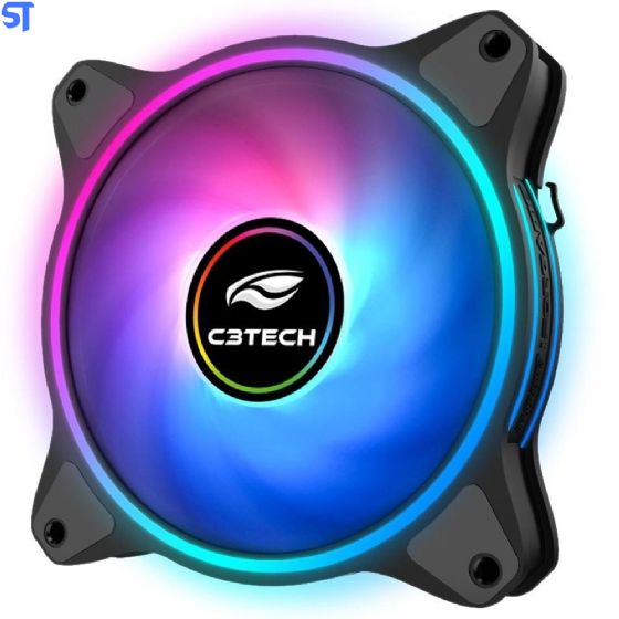 Cooler Fan RGB 12cm com LED Multicolorido - C3Tech