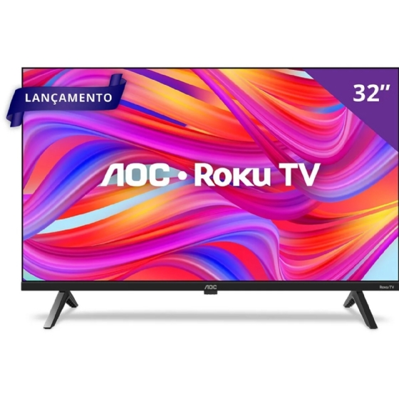 Smart TV 32" HD AOC 32S5045/78G Roku TV, Comando de Voz, HDMI, USB, Wi-Fi e Conversor Digital