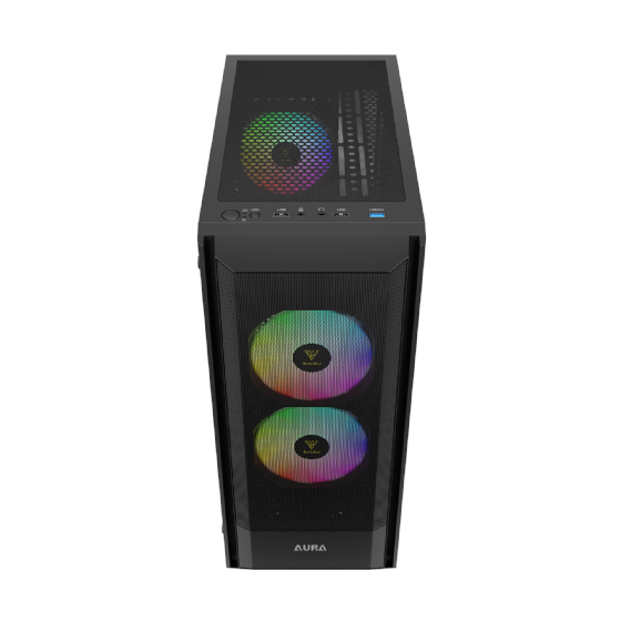 Gabinete Gamer Gamdias ATX Aura GC6 Elite ARGB, Vidro Temperado, Mid-Tower, com 3 Fans - Preto