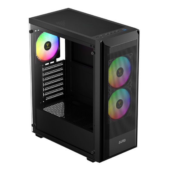Gabinete Gamer Gamdias ATX Aura GC6 Elite ARGB, Vidro Temperado, Mid-Tower, com 3 Fans - Preto