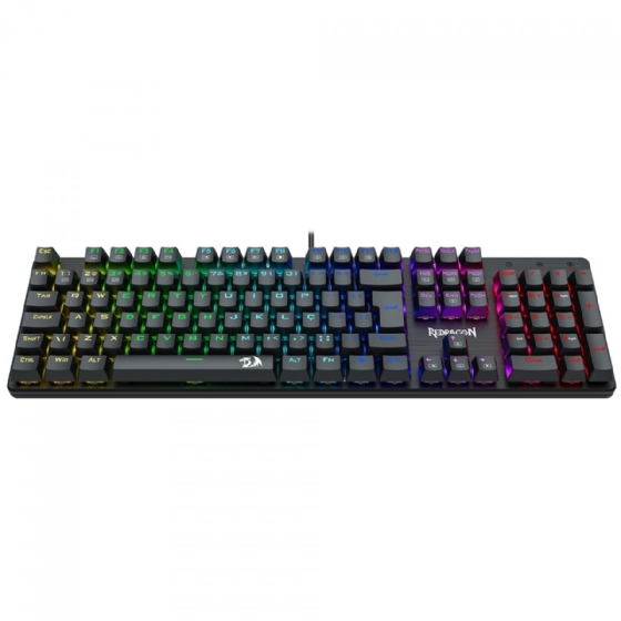 Teclado Gamer Mecânico Redragon Sindri Rainbow, Switch Brown, USB, ABNT2, Full Size, Preto