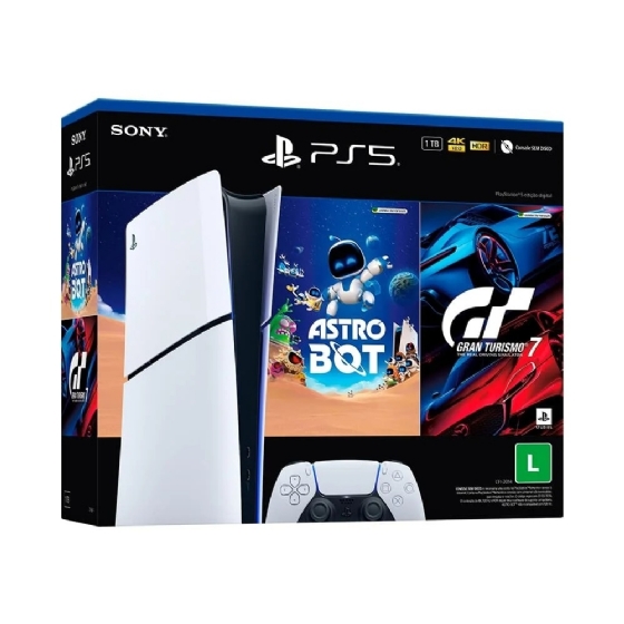 Console Sony PlayStation 5 Slim Digital 1TB Branco + 2 Jogos (Astro Bot e Gran Turismo 7)