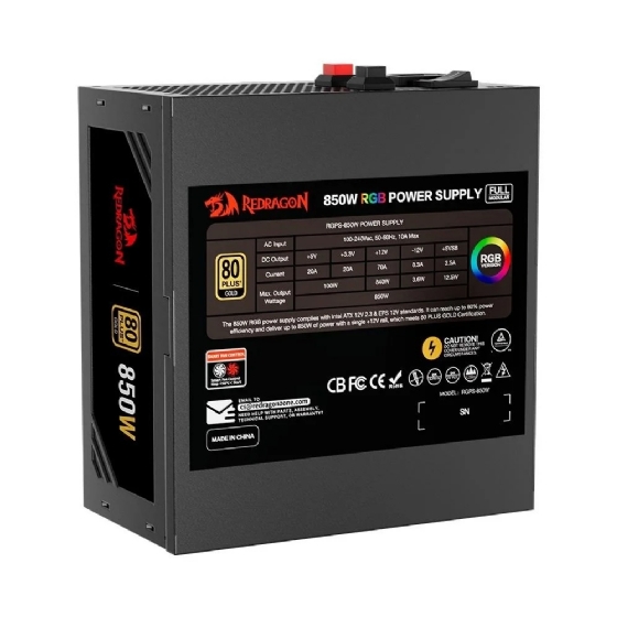 Fonte ATX 850W 80 Plus Gold Full Modular RGB Redragon