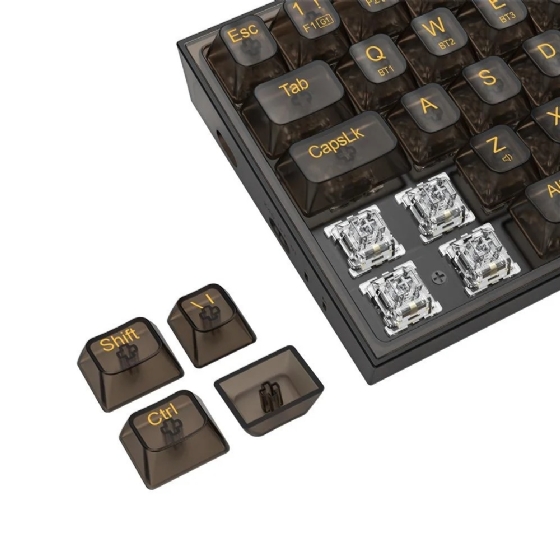 Teclado Gamer Mecânico sem Fio Redragon Castor Pro Clear, RGB, Wireless/Bluetooth, Switch Crystal