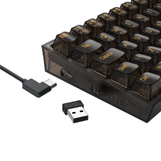 Teclado Gamer Mecânico sem Fio Redragon Castor Pro Clear, RGB, Wireless/Bluetooth, Switch Crystal