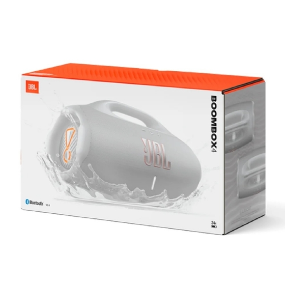Caixa de Som JBL Boombox 4 Portátil Bluetooth, AI Sound Boost, até 34H, Branca - JBLBOOMBOX4WHTBR