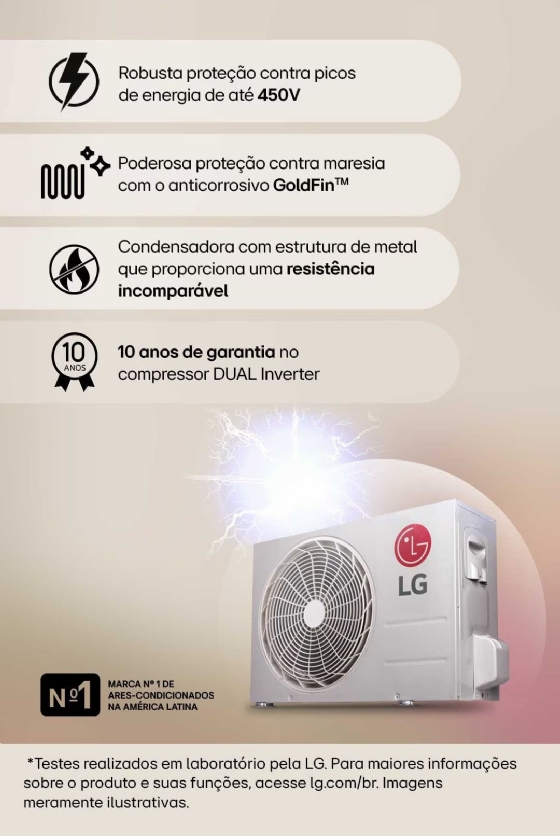 Ar Condicionado Split Hi-Wall LG 18.000 Btu Dual Inverter Compact AI+ Frio Branco 220V