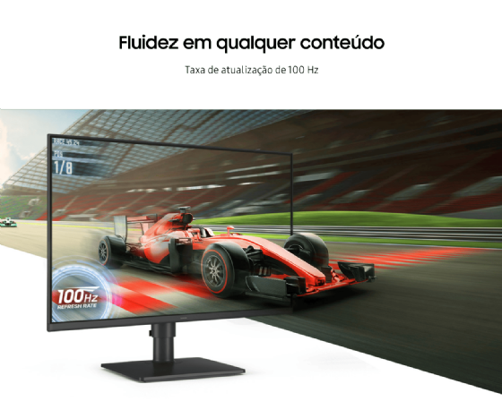 Monitor LED Samsung 24" Full HD 100Hz IPS Essential S4, HDMI/DP, Ajuste Altura/Rotação