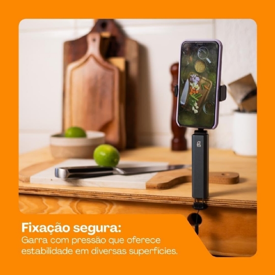 Suporte Portátil e Dobrável Geonav com Rotação 360º, em Alumínio e Abs para Smartphone de 4 a 7”