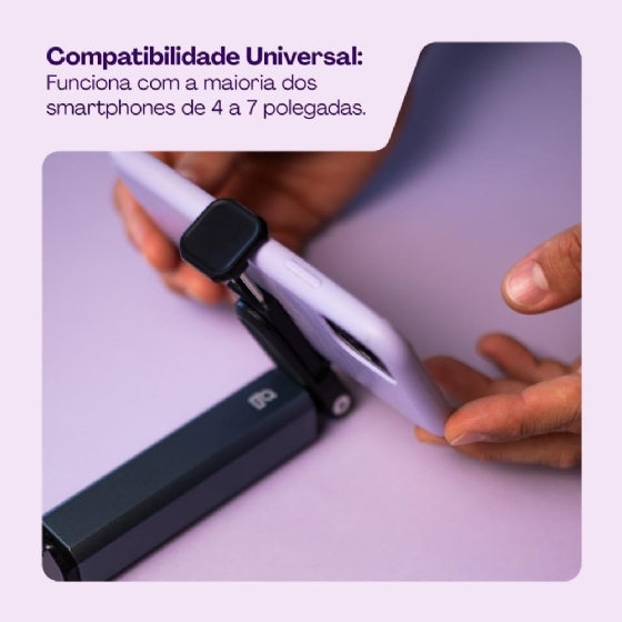 Suporte Portátil e Dobrável Geonav com Rotação 360º, em Alumínio e Abs para Smartphone de 4 a 7”