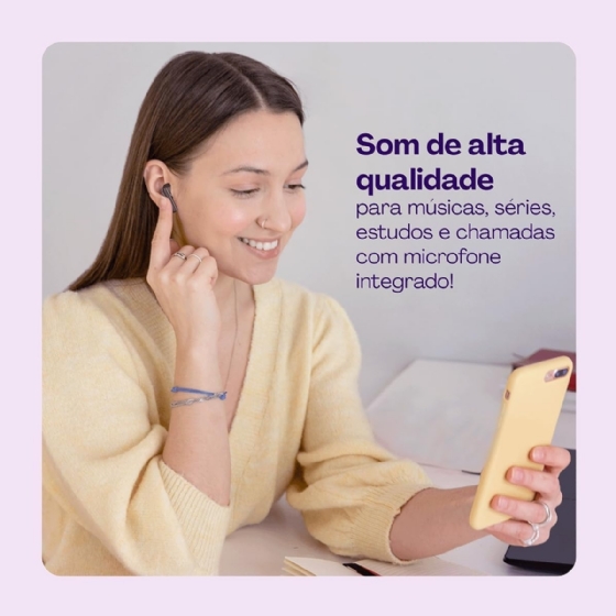 Fone de Ouvido TWS Geonav Style Beats, Bluetooth 5.4, 13H Bateria, Microfone, IPX4, AER16BK, Preto