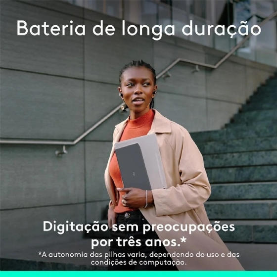 Teclado sem Fio Logitech Keys-To-Go 2, BT, para Tablets, iPad, macOS, Windows, Capa Integrada, Grafite