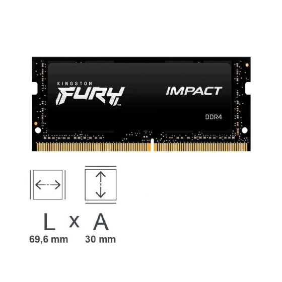 Memória 16GB DDR4 3200MHz CL20 Kingston Fury Impact para Notebook
