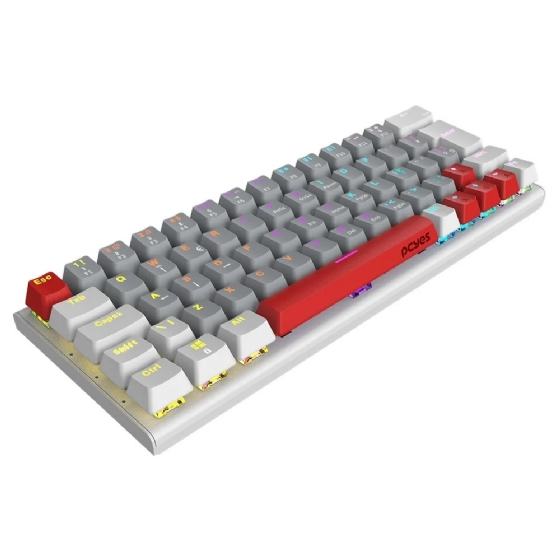Teclado Gamer Mecânico 60% PCYes Kuromori White Ghost, Switch Red, LED Rainbow, Branco