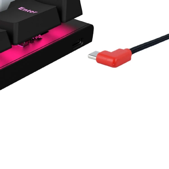 Teclado Gamer Mecânico 60% PCYes Kuromori Black Vulcan, Switch Red, LED Rainbow, Preto