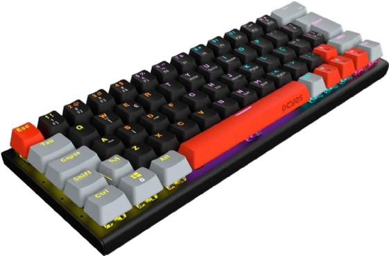 Teclado Gamer Mecânico 60% PCYes Kuromori Black Vulcan, Switch Blue, LED Rainbow, Preto