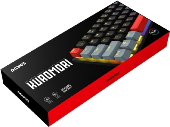 Teclado Gamer Mecânico 60% PCYes Kuromori Black Vulcan, Switch Blue, LED Rainbow, Preto