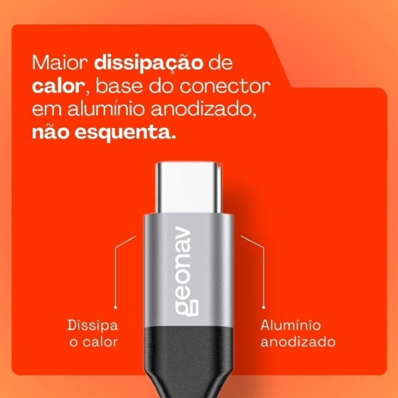 Cabo Geonav 4 em 1 Multifuncional, 2x USB-C, USB-a, Micro USB, Nylon Trançado, 1,5 Metros, UCC10MIC