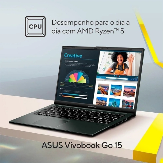 Notebook ASUS Vivobook Go 15 AMD Ryzen 5 8GB RAM 256GB SSD 15,6" Full HD Windows 11 Home