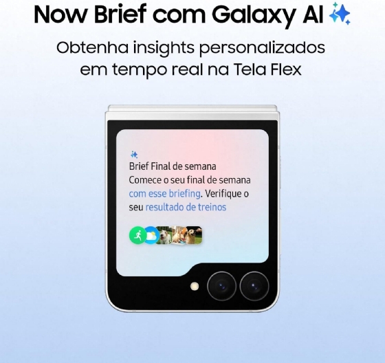 Smartphone Samsung Galaxy Z FLIP7 5G, 256GB, 12GB de RAM, Tela de 6,9" + 4,1", Câmera 50MP, Azul