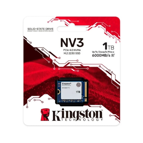 SSD M.2 NVMe 1TB Kingston NV3 PCIe 4.0 2230 Leitura 6000MB/s Gravação 5000MB/s