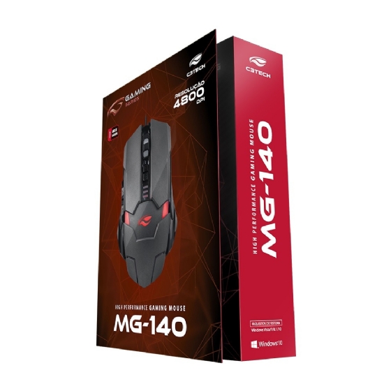 Mouse Gamer com Fio USB MG-140CB, 4800dpi, Cor Chumbo, C3Tech