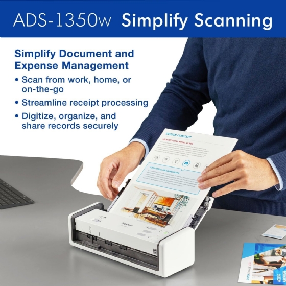 Scanner de Portátil Brother ADS1350 Duplex 30-60PPM Color