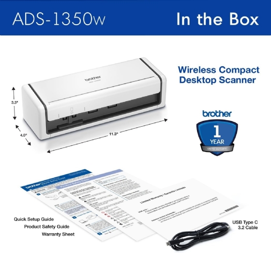 Scanner de Portátil Brother ADS1350 Duplex 30-60PPM Color