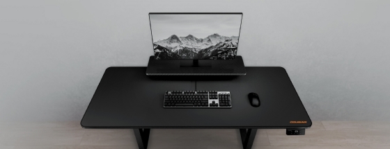 Mesa Gamer Elétrica Cougar e-Star 1,20m, Ajuste de Altura, Suporte para Headset - Preta