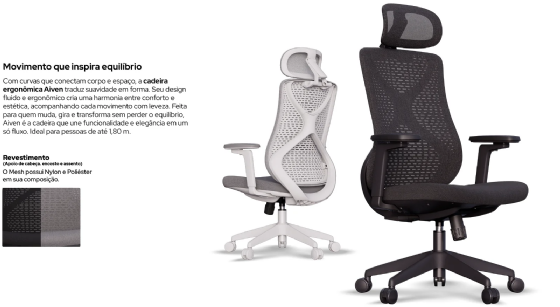 Cadeira de Escritório Ergonômica Elements Aiven - Preto
