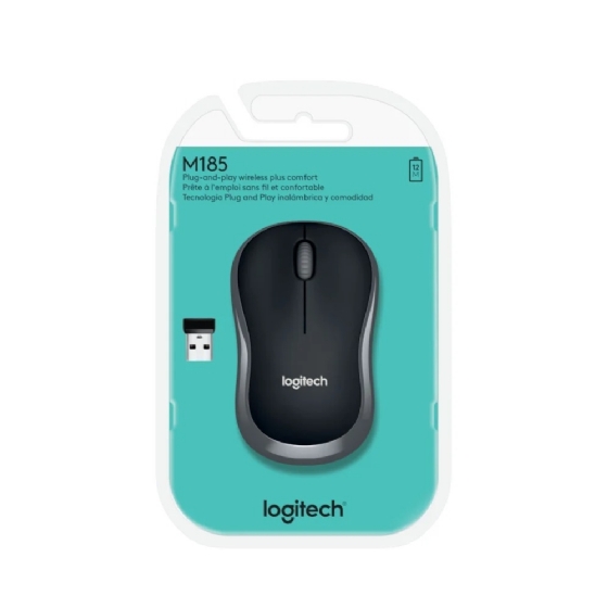 Mouse sem Fio USB Logitech M185, USB, 3 Botoes - Preto
