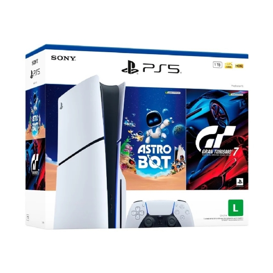 Console Sony PlayStation 5 Slim Disk 1TB Branco + 2 Jogos (Astro Bot e Gran Turismo 7)