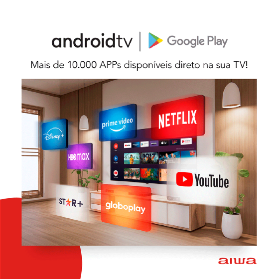Smart TV Aiwa 43'', Android, Full HD, Borda Ultrafina, HDR10, Dolby Áudio
